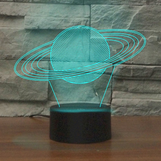 Saturn Shape 3D Colorful LED Vision Light Table Lamp, Charging Touch Version by bashfashion