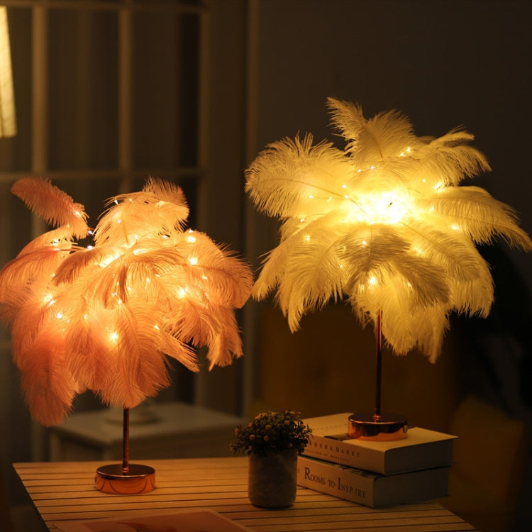 Creative Bedroom Feather Table Lamp Night Light Decorative Light (White) by bashfashion