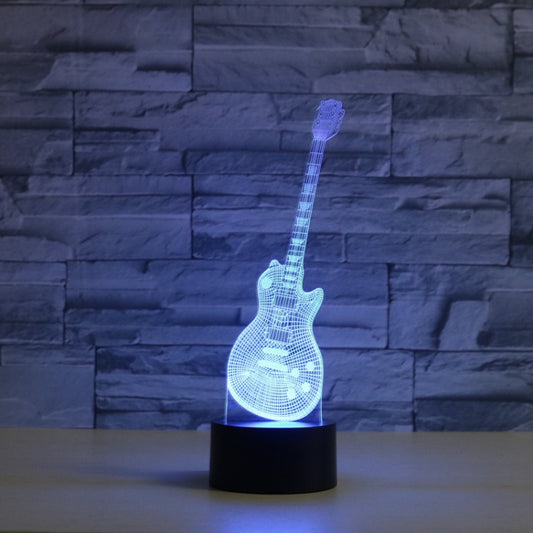 Guitar Shape 3D Colorful LED Vision Light Table Lamp, USB Touch Version by bashfashion
