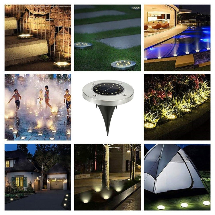 2 PCS 16 LEDs Solar Powered Buried Light Under Ground Lamp IP65 Waterproof Outdoor Garden Street Light (Warm White) by bashfashion