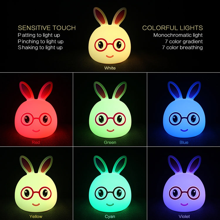 Happy Rabbit Creative Touch 3D LED Decorative Night Light, USB Charging Version (Blue) by bashfashion