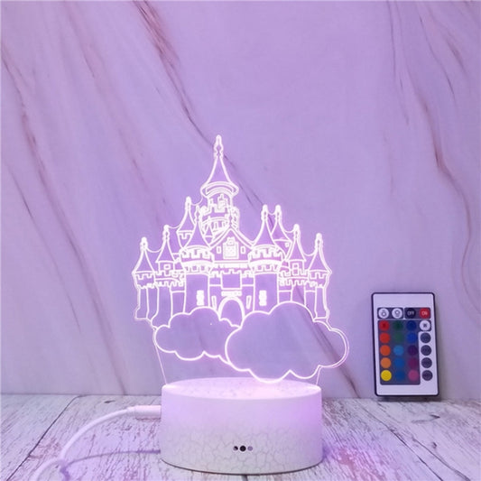 Castle In The Sky Shape Creative Crack Touch Dimming 3D Colorful Decorative Night Light with Remote Control by bashfashion