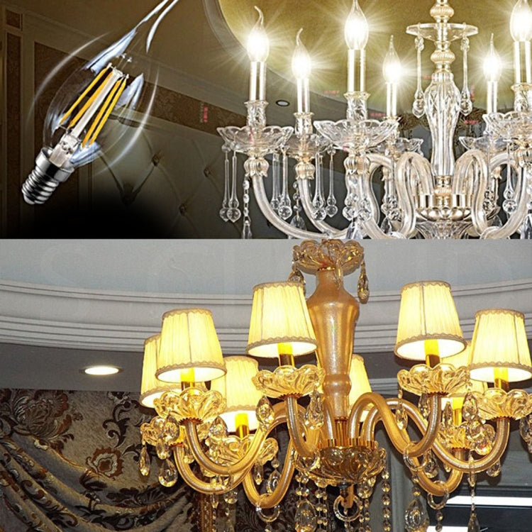 C35 E14 4W 4 LEDs 300 LM 6500K Dimmable Retro LED Filament Light Bulb Energy Saving Light, AC 220V(White Light) by bashfashion