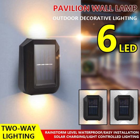 6 LED Solar Wall Lamp Outdoor Decorative Garden Up And Down Light (White Light) by bashfashion