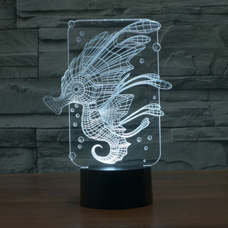 Hippocampus Style 3D Touch Switch Control LED Light , 7 Colour Discoloration Creative Visual Stereo Lamp Desk Lamp Night Light by bashfashion