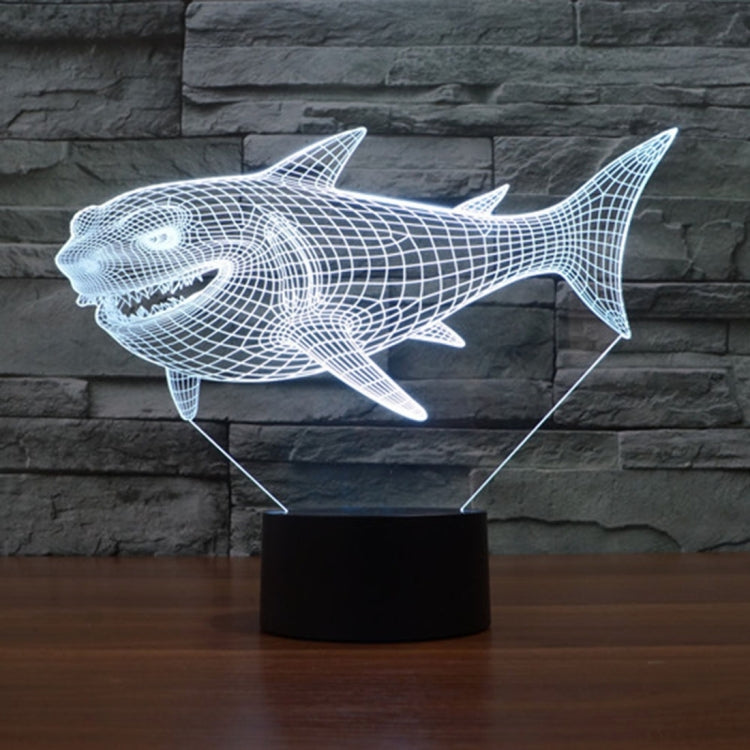 Side Face Shark Style 3D Touch Switch Control LED Light , 7 Color Discoloration Creative Visual Stereo Lamp Desk Lamp Night Light by bashfashion