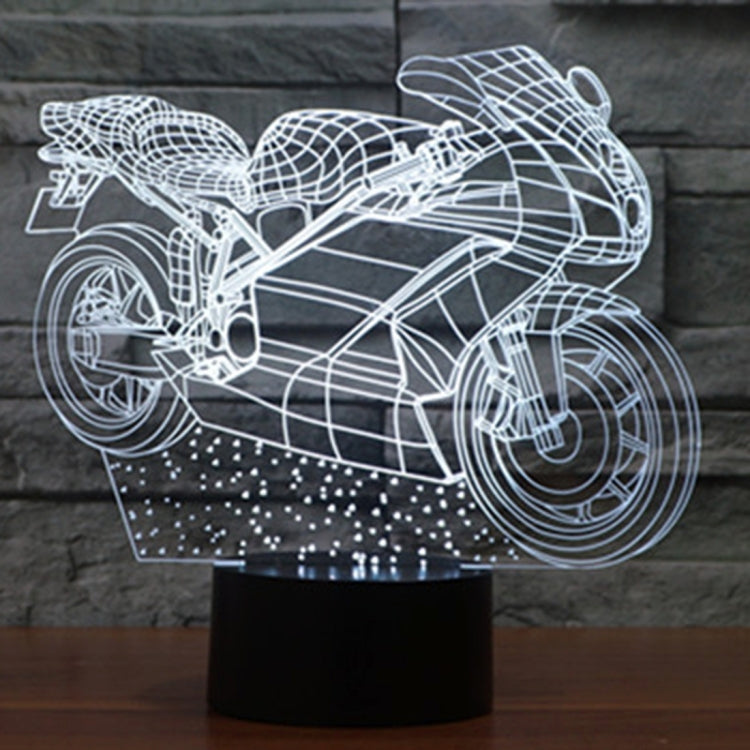 Motorcycle Shape 3D Touch Switch Control LED Light , 7 Colour Discoloration Creative Visual Stereo Lamp Desk Lamp Night Light by bashfashion