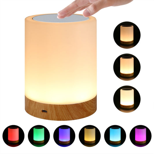 Colorful Creative Wood Grain Charging Night Light Touch Atmosphere Light by bashfashion
