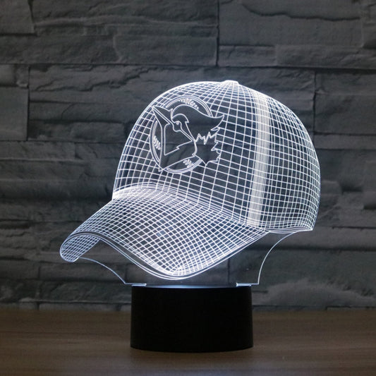 Baseball Cap Shape 3D Colorful LED Vision Light Table Lamp, USB Touch Version by bashfashion