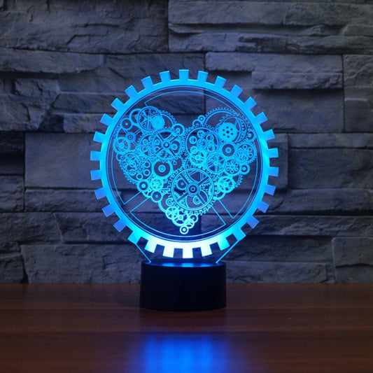 Gear Heart Shape 3D Colorful LED Vision Light Table Lamp, USB Touch Version by bashfashion