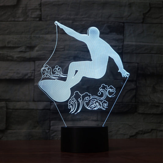 Surf Riding Shape 3D Colorful LED Vision Light Table Lamp, USB & Battery Version by bashfashion