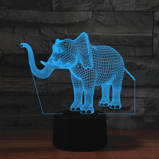 Elephant Shape 3D Colorful LED Vision Light Table Lamp, Charging Touch Version by bashfashion