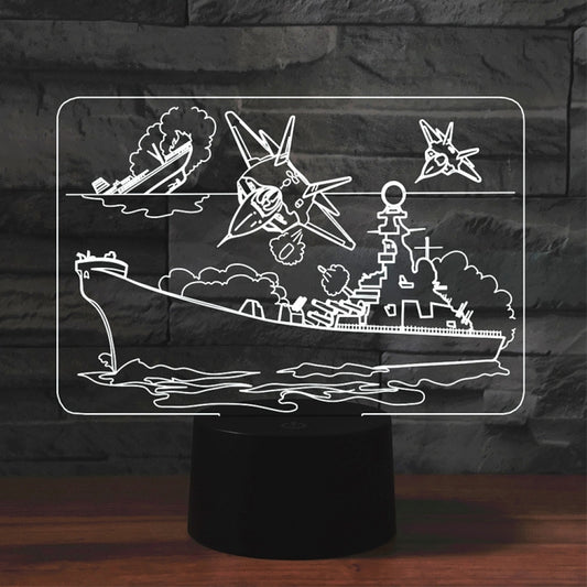 Airplane Group Shape 3D Colorful LED Vision Light Table Lamp, Charging Touch Version by bashfashion