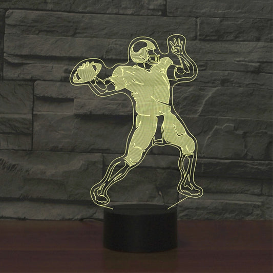 Rugby Quarterback Shape 3D Colorful LED Vision Light Table Lamp, Charging Touch Version by bashfashion
