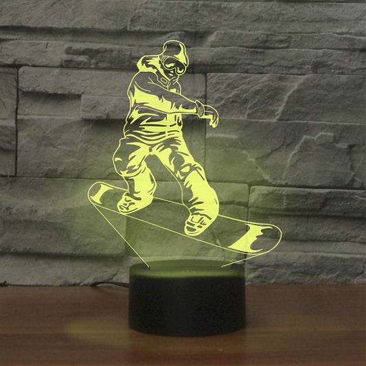 Skate Boy Shape 3D Colorful LED Vision Light Table Lamp, Charging Touch Version by bashfashion