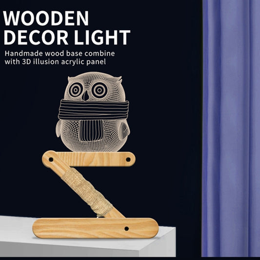 0.5W Children Bedroom Owl Folding Wood Lamp 3D Night Light (Warm Light) by bashfashion