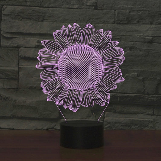 Sunflower Black Base Creative 3D LED Decorative Night Light, Powered by USB and Battery by bashfashion