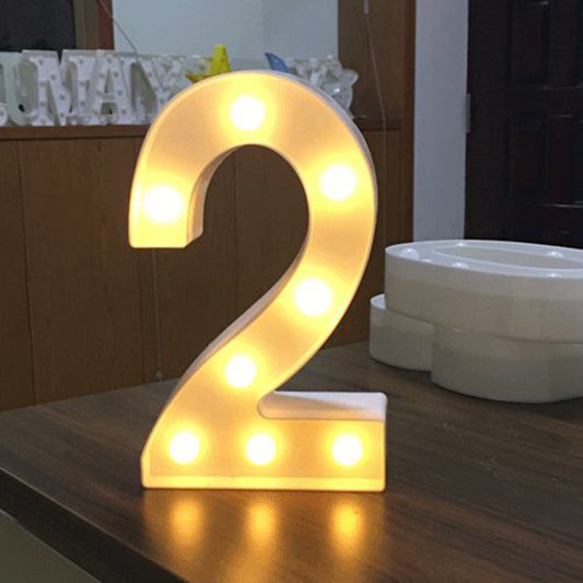 Digit 2 Shape Decoration Light, Dry Battery Powered Warm White Standing Hanging Holiday Light by bashfashion