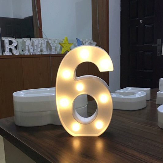 Digit 6 Shape Decoration Light, Dry Battery Powered Warm White Standing Hanging Holiday Light by bashfashion