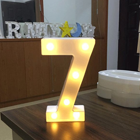 Digit 7 Shape Decoration Light, Dry Battery Powered Warm White Standing Hanging Holiday Light by bashfashion