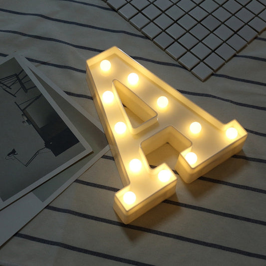 Alphabet A English Letter Shape Decorative Light, Dry Battery Powered Warm White Standing Hanging LED Holiday Light by bashfashion