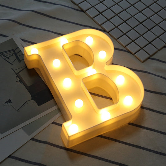 Alphabet B English Letter Shape Decorative Light, Dry Battery Powered Warm White Standing Hanging LED Holiday Light by bashfashion