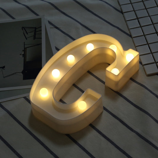 Alphabet C English Letter Shape Decorative Light, Dry Battery Powered Warm White Standing Hanging LED Holiday Light by bashfashion