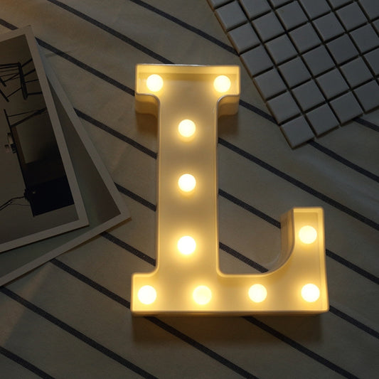 Alphabet L English Letter Shape Decorative Light, Dry Battery Powered Warm White Standing Hanging LED Holiday Light by bashfashion