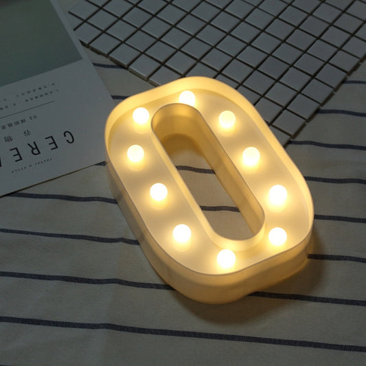 Alphabet O English Letter Shape Decorative Light, Dry Battery Powered Warm White Standing Hanging LED Holiday Light by bashfashion