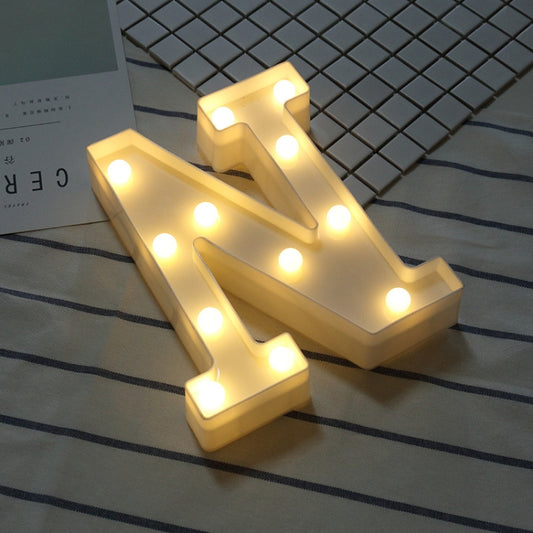 Alphabet N English Letter Shape Decorative Light, Dry Battery Powered Warm White Standing Hanging LED Holiday Light by bashfashion