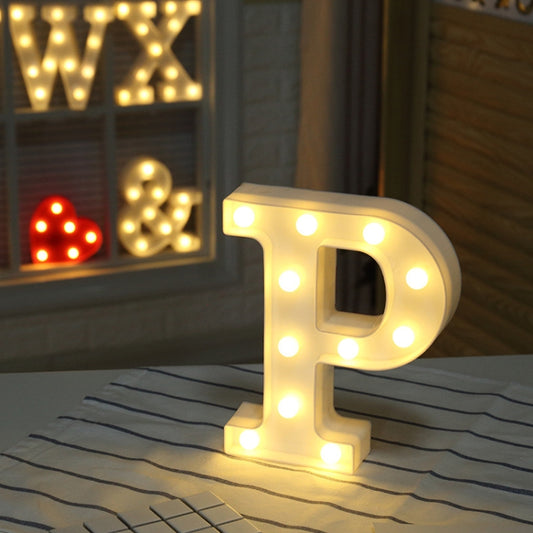 Alphabet P English Letter Shape Decorative Light, Dry Battery Powered Warm White Standing Hanging LED Holiday Light by bashfashion