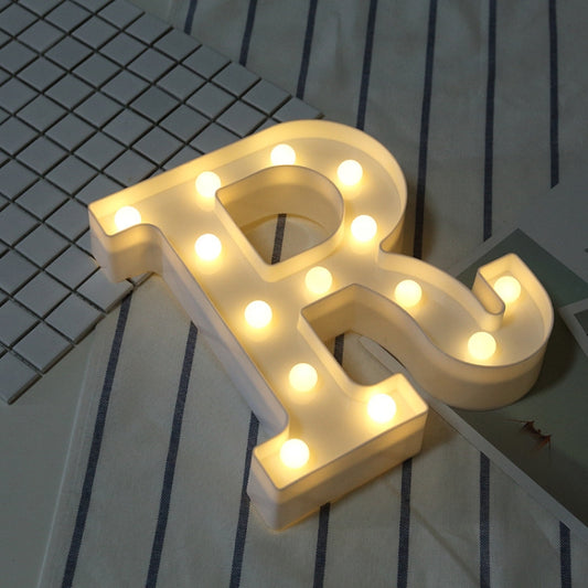 Alphabet R English Letter Shape Decorative Light, Dry Battery Powered Warm White Standing Hanging LED Holiday Light by bashfashion