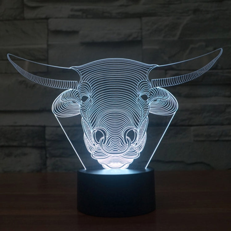 Cow Style 3D Touch Switch Control LED Light , 7 Colour Discoloration Creative Visual Stereo Lamp Desk Lamp Night Light by bashfashion