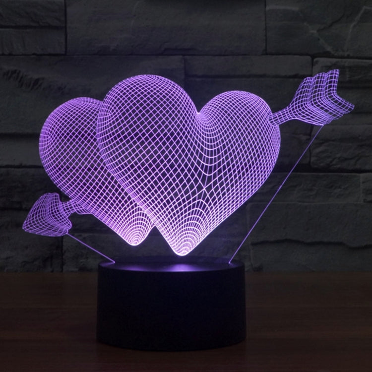 Arrow Through Heart Style 3D Touch Switch Control LED Light , 7 Colour Discoloration Creative Visual Stereo Lamp Desk Lamp Night Light by bashfashion