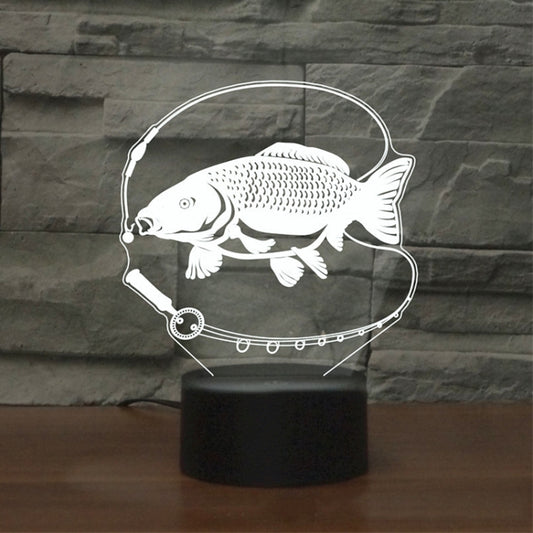 Fishing Black Base Creative 3D LED Decorative Night Light, Rechargeable with Touch Button by bashfashion