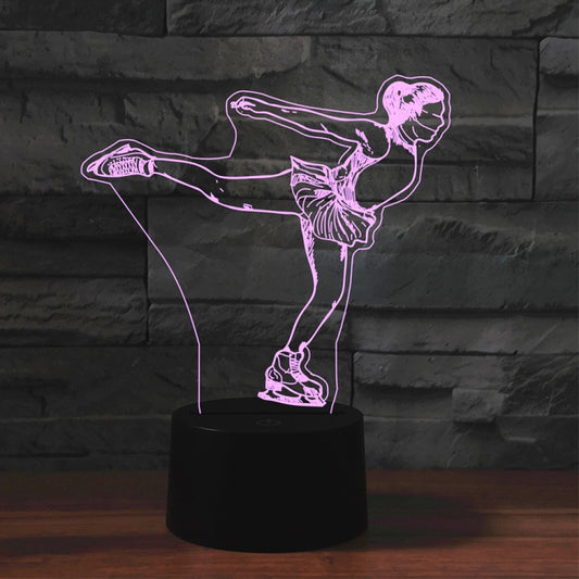 Ice Skating Black Base Creative 3D LED Decorative Night Light, Powered by USB and Battery by bashfashion