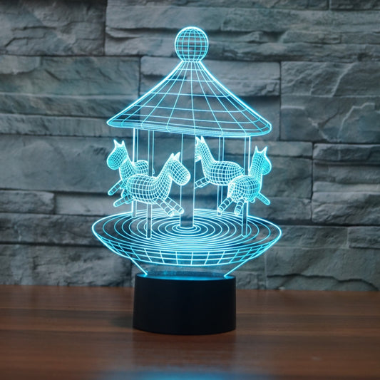 Carousel Black Base Creative 3D LED Decorative Night Light, Rechargeable with Touch Button by bashfashion