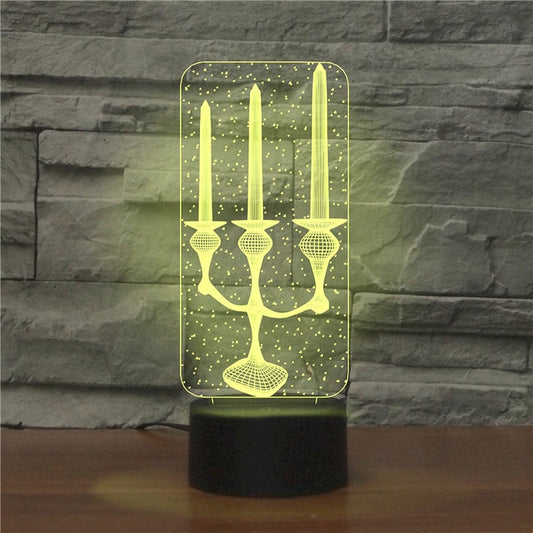 Candlestick Black Base Creative 3D LED Decorative Night Light, USB with Touch Button Version by bashfashion