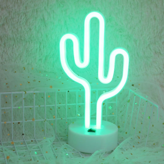 Cactus Shape Romantic Neon LED Holiday Light with Holder, Warm Fairy Decorative Lamp Night Light for Christmas, Wedding, Party, Bedroom(Green Light) by bashfashion