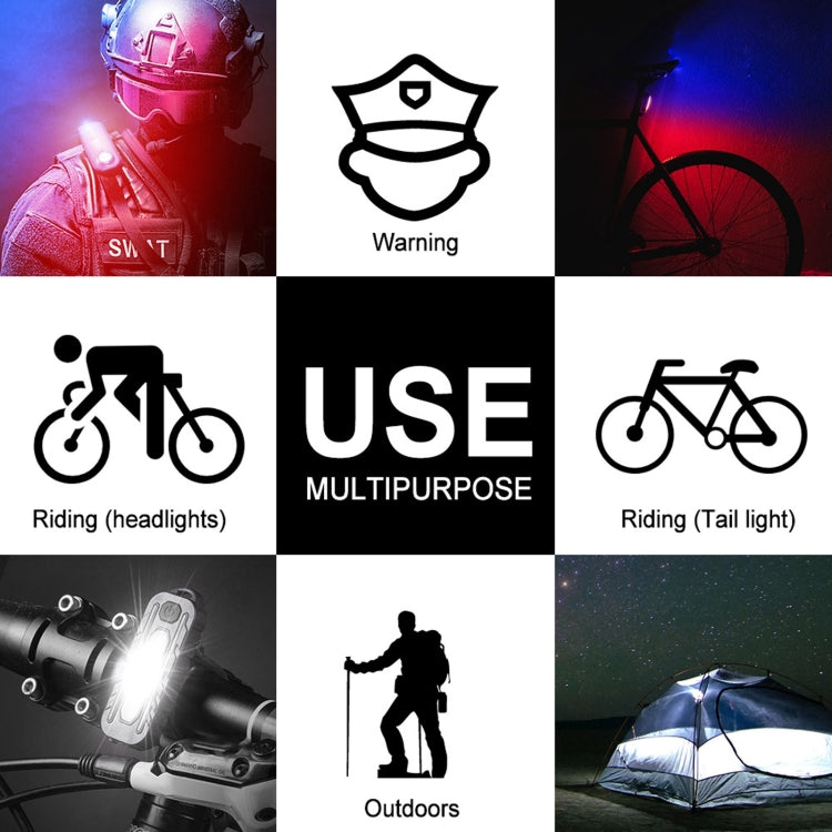 W-014 6 Lamp Beads USB-C / Type-C Rechargeable Red and Blue Warning Bicycle Tail Light by bashfashion