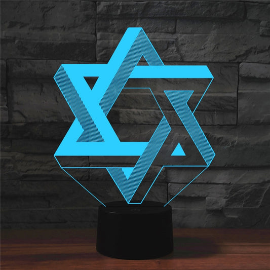 Pentagram Shape 3D Colorful LED Vision Light Table Lamp, Charging Touch Version by bashfashion