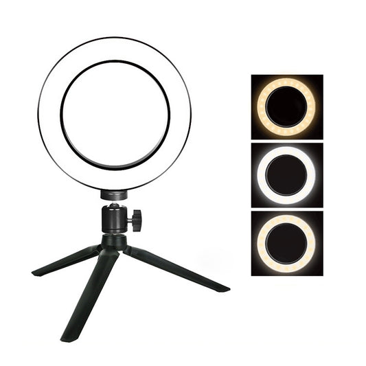 Live Broadcast Self-timer Dimming Ring LED Beauty Selfie Light with Small Table Tripod, Selfie Light Diameter: 16cm by bashfashion