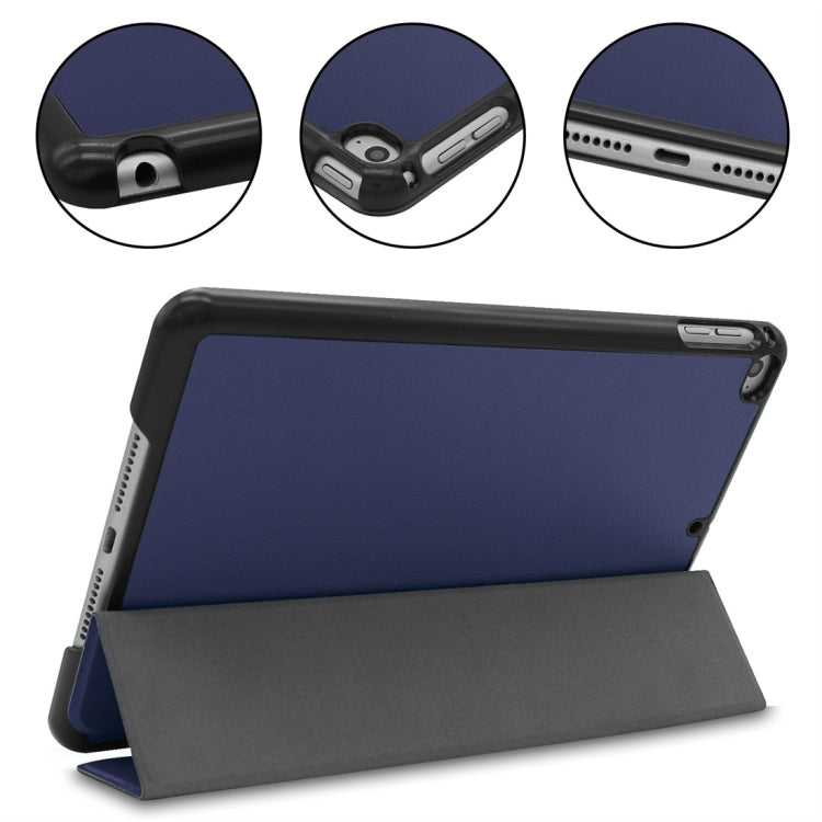 Custer Texture Horizontal Flip Smart PU Leather Case for iPad Mini 4 / Mini 5, with Sleep / Wake-up Function & Three-folding Holder (Blue) by bashfashion