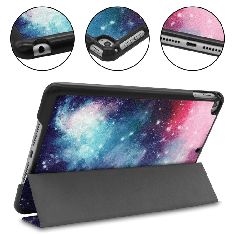 Galactic Nebula Pattern Custer Texture Horizontal Flip PU Leather Case for iPad Mini 2019 / Mini 4 , with Three-folding Holder & Sleep / Wake-up Function by bashfashion
