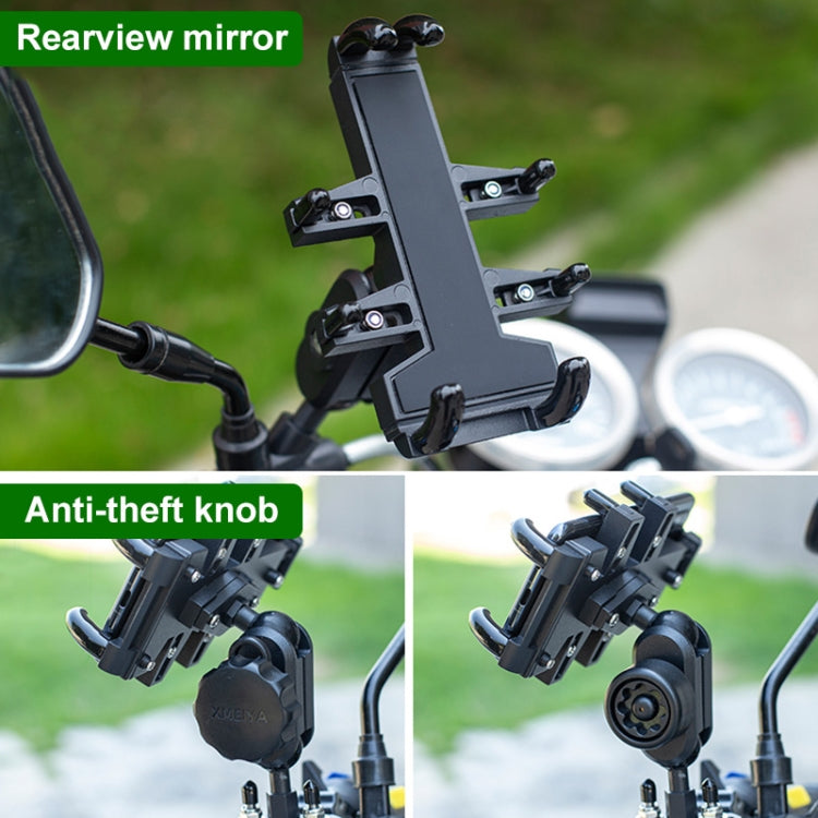 M10 Bolt Ball-Head Motorcycle Multi-function Eight-jaw Aluminum Phone Navigation Holder Bracket with Anti-theft Knobs by bashfashion