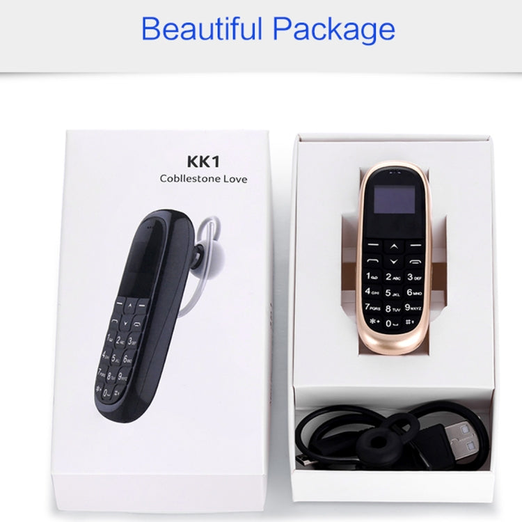 AIEK KK1 Mini Mobile Phone, English Keyboard, Hands Free Bluetooth Dialer Headphone, MTK6261DA, Anti-Lost, Single SIM, Network: 2G(Black) by AIEK