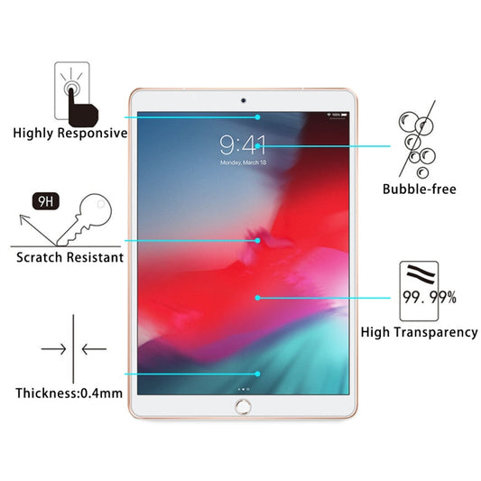 0.4mm 9H Surface Hardness Explosion-proof Tempered Glass Film for iPad Air3 2019 10.5 inch by bashfashion