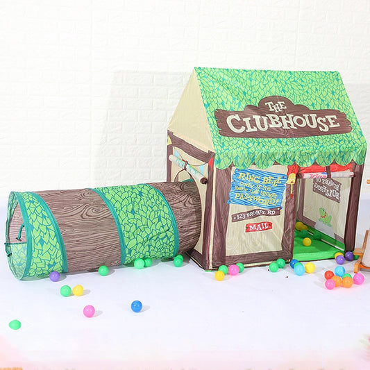 Household Children Printing Play Tent Small Game House with Passageway (Green) by bashfashion