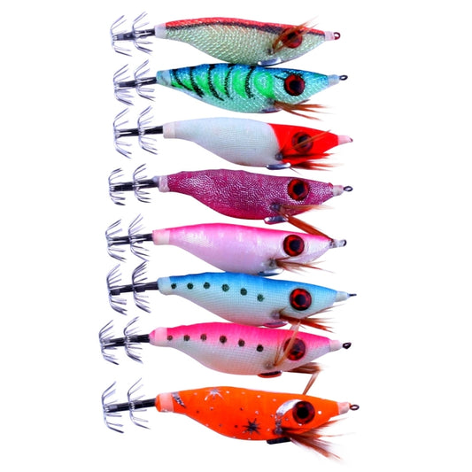HENGJIA HENG JIA SJ011 8 in 1 10cm Noctilucent Plastic Hard Baits Squid Fishing Lures Set Fishing Tackle Baits, Random Color Delivery by HENGJIA