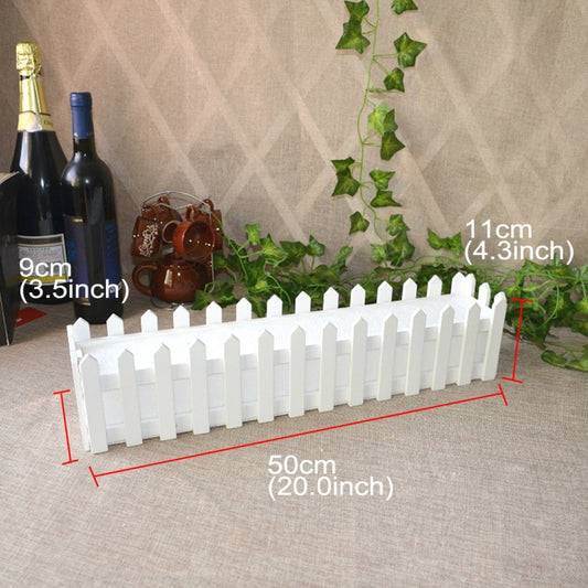 Wooden Flower Planter Fence Storage Holder Pot with Foam, Size: 50cm x 9cm x 11cm by bashfashion